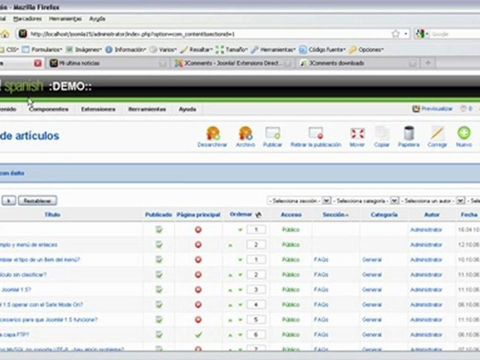 Sistema de  Comentarios en Joomla 1.5 - parte 1