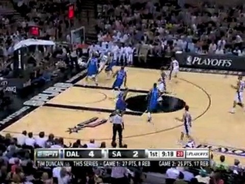 Tim Duncan blocks Erick Dampier's shot. Richard Jefferson t