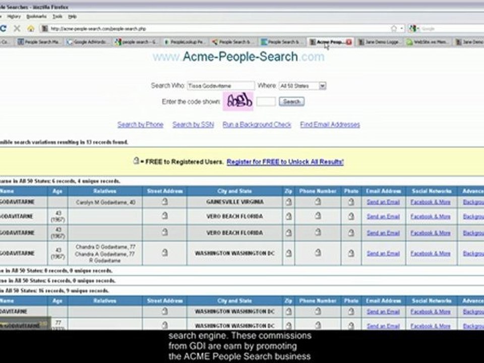 ACME People Search with captions -Step 3 - Tissa Godavitarne