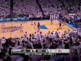 Kevin Durant drives the lane and throws down the huge one-ha