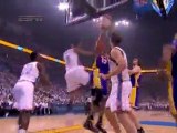Andrew Bynum grabs the board off of the Ron Artest miss and
