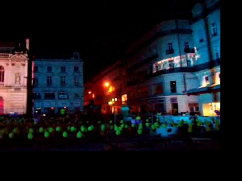 Projection du tramway d'Angers place du Ralliement