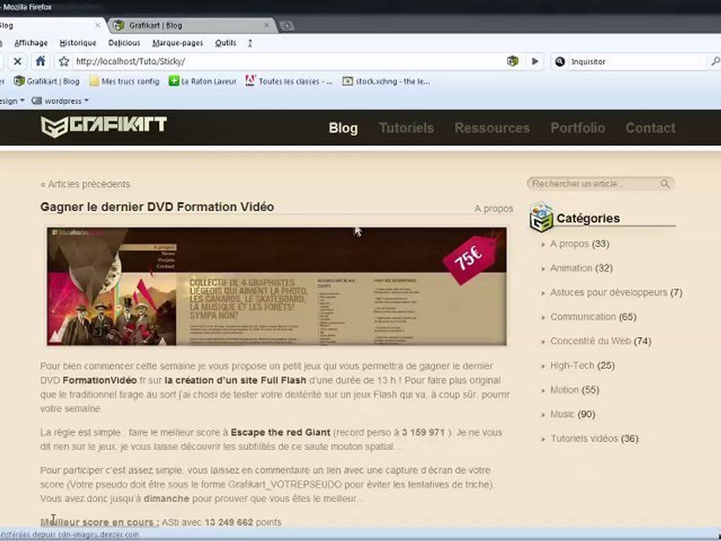 Tutoriel Vidéo : Menu collant en Javascript