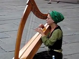 Beautiful Girl Playing the Harp