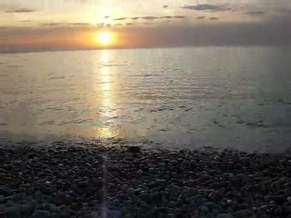 ballade forum CB500: la plage d'Etretat, au couché de soleil