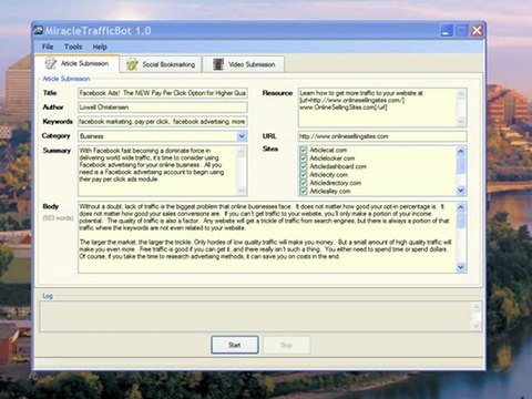 Mass Video and Article Submission with Traffic Bot