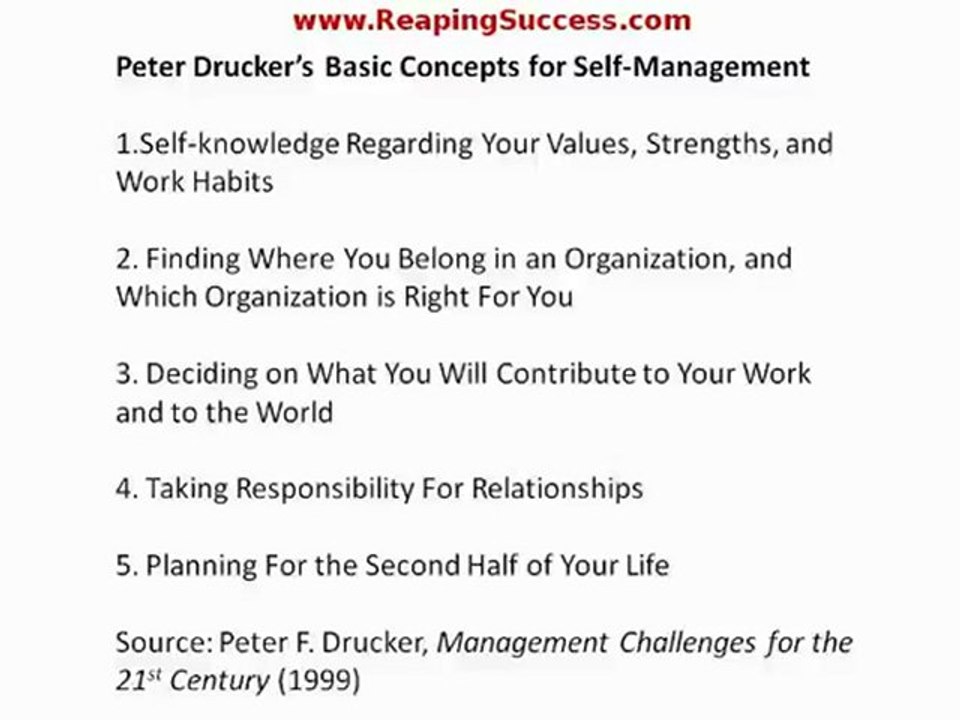 Peter Drucker's Basic Concepts of Self-Management