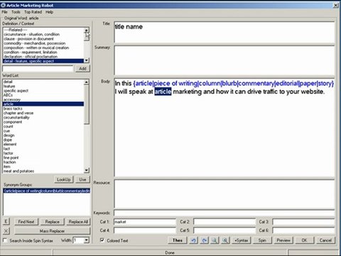 Article Marketing Robot - Advanced Article Rewriting