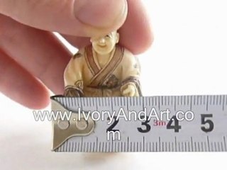 Mammoth ivory Netsuke - Japanese Monk Holding a skull