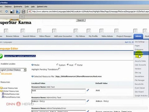 DotNetNuke Tutorial, changing email notification text