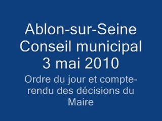 Conseil municipal du 3 mai 2010 - Ordre du jour