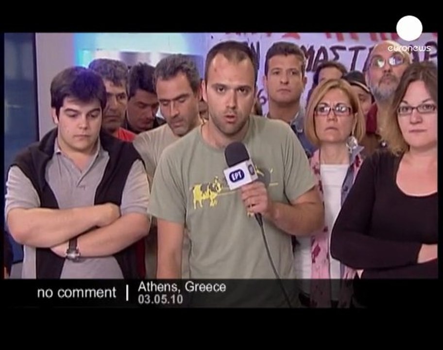 TV studio protest in Greece