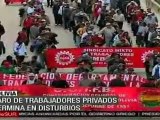 Paro de trabajadores privados en Bolivia termina en disturbi