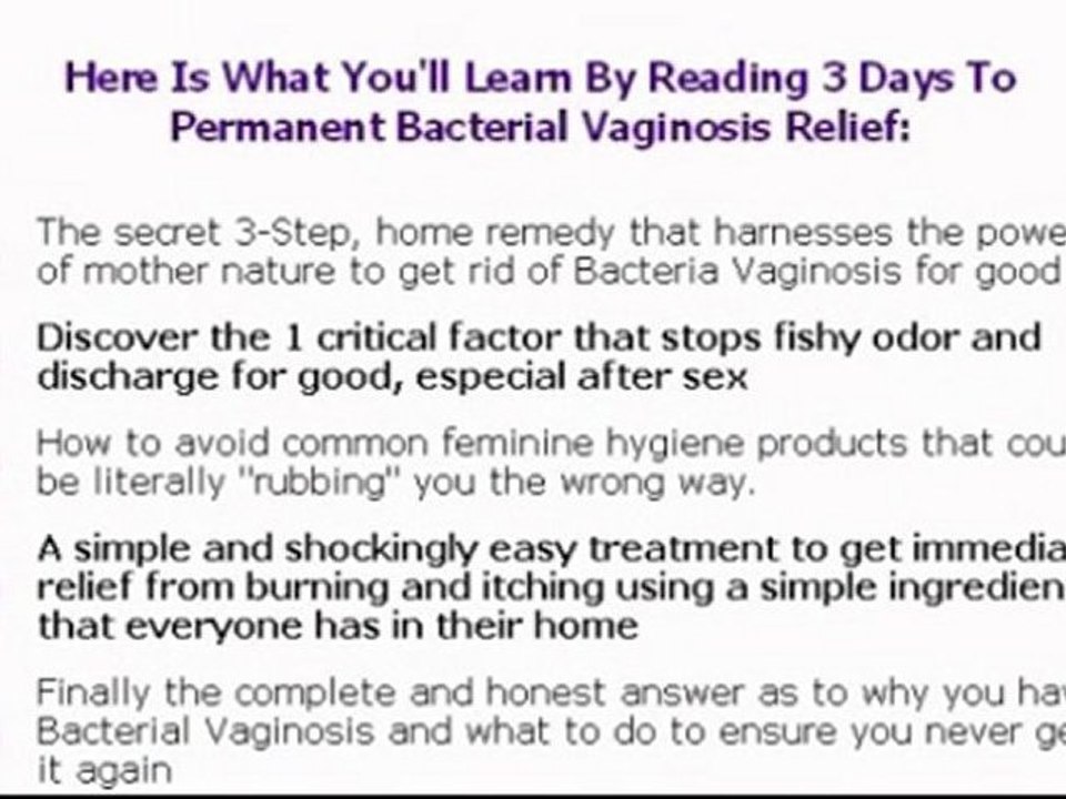 Bacterial Vaginosis Treatment | 3 Days To Permanent ...