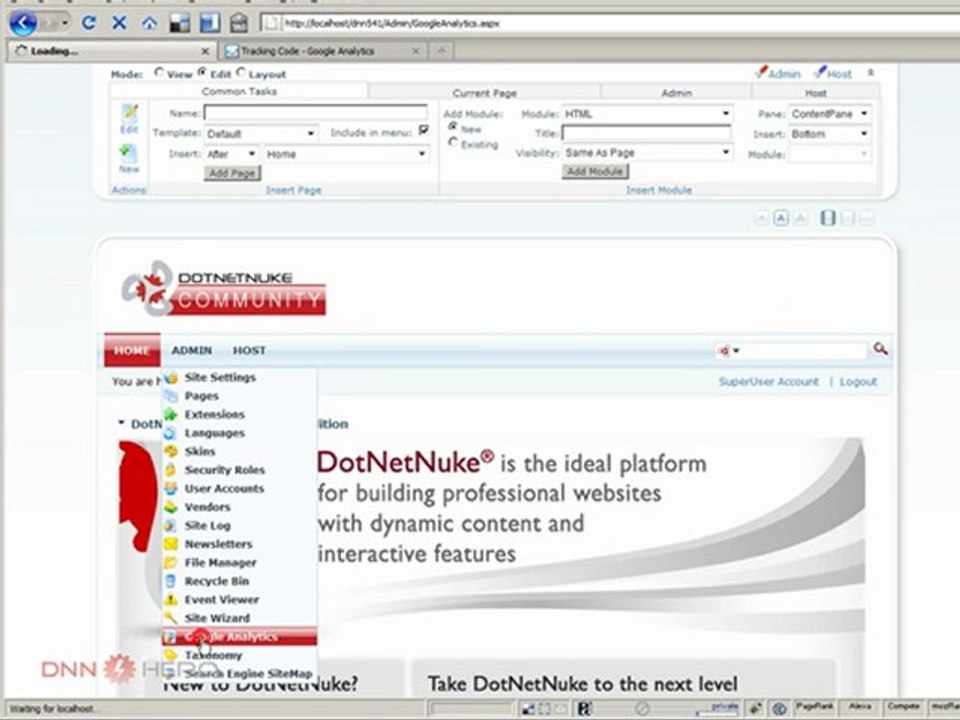 DotNetNuke Tutorial - Adding Google Analytics revisited