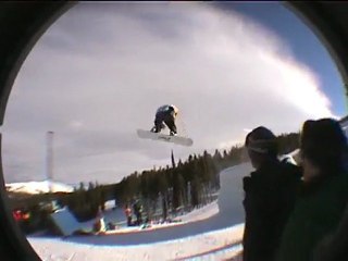 snowboarder crash lands flat after 720 spin