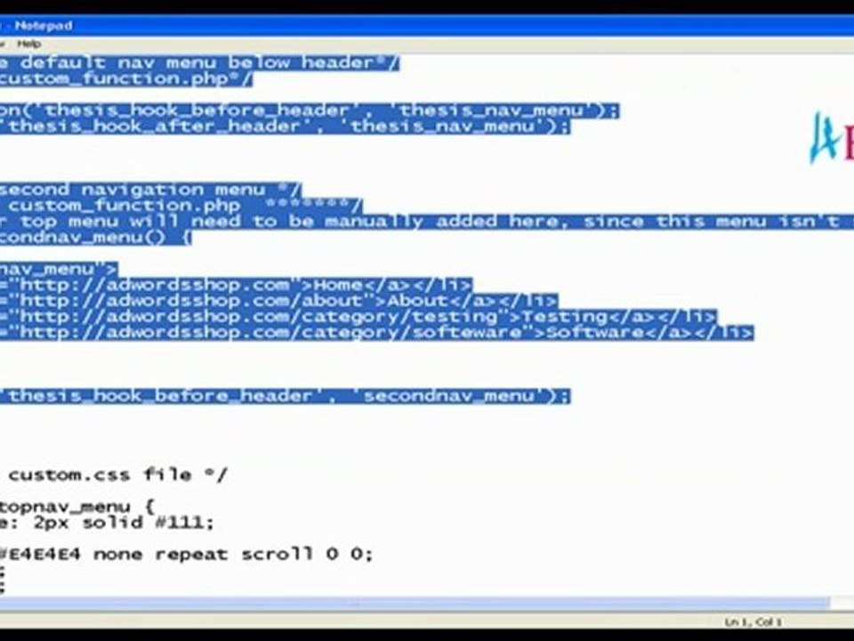 How to Add another navigation menu in  thesis theme?