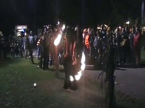 April RED DeBord performing Fire Fans at party 2009 #2