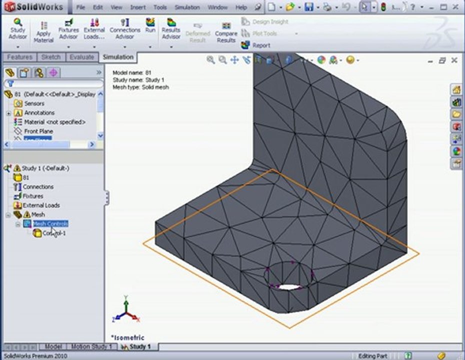 solidworks 2010 Tutorial Simulation  Mesh Error