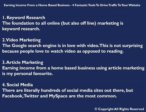 Earning Income Home Based Business-Drive Traffic