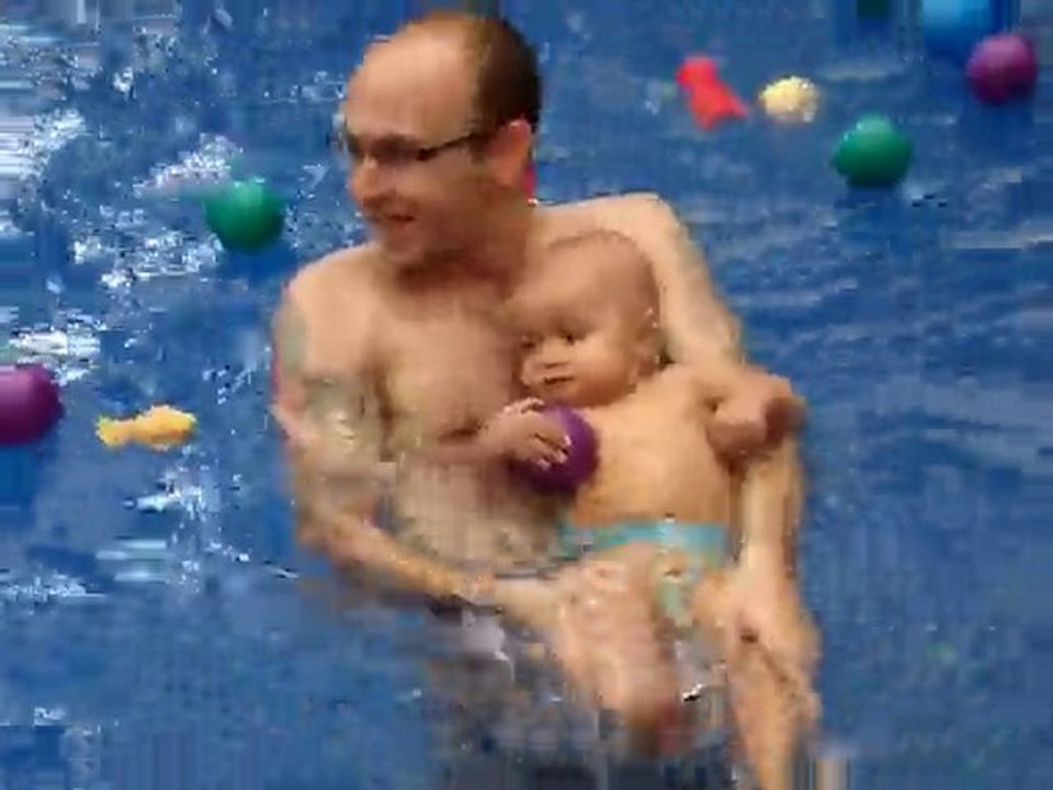 swimming with daddy