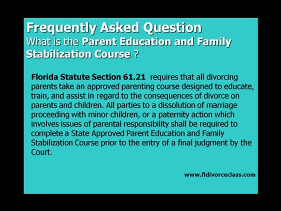 FL DIVORCE PARENTING CLASS FLORIDA