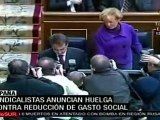 Sindicalistas anuncian huelga contra reducción de gasto soc