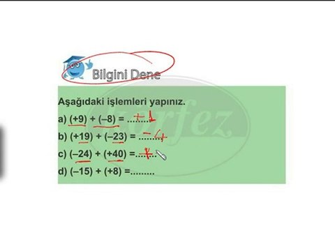 6.Sınıf Tam Sayılarda Toplama İşlemi Video Ders