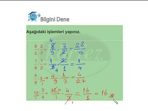 6.Sınıf Kesirlerde Bölme İşlemi