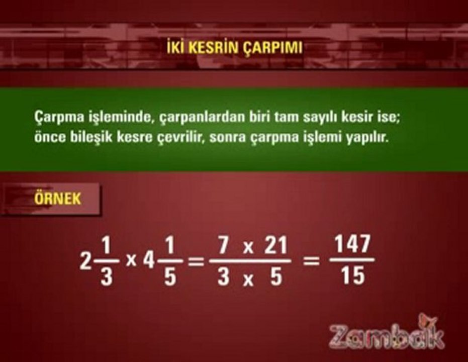 6. Sınıf Kesirler Video Ders