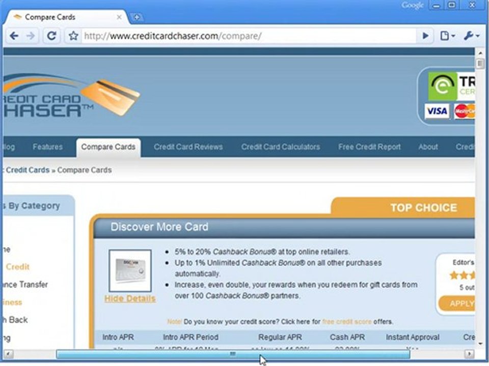 Compare Credit Cards Online