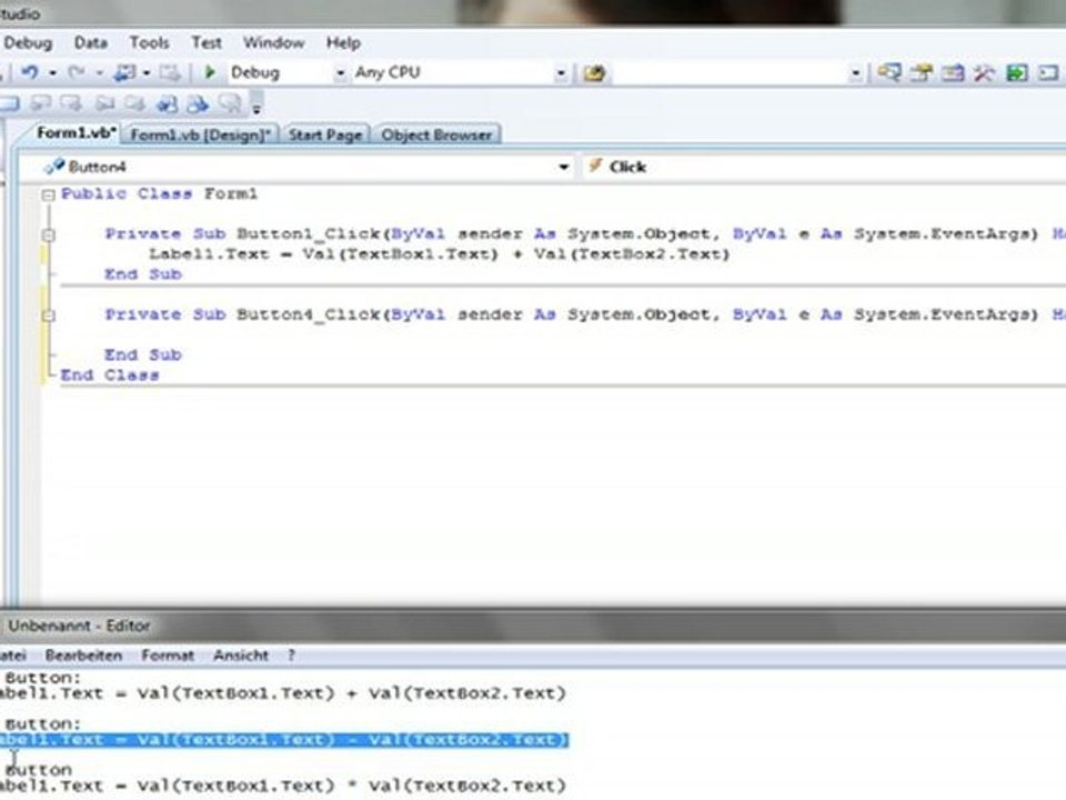 Visual Basic Taschenrechner Tutorial (GER)