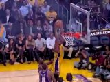 Andrew Bynum gets the pass from Ron Artest and throws down t