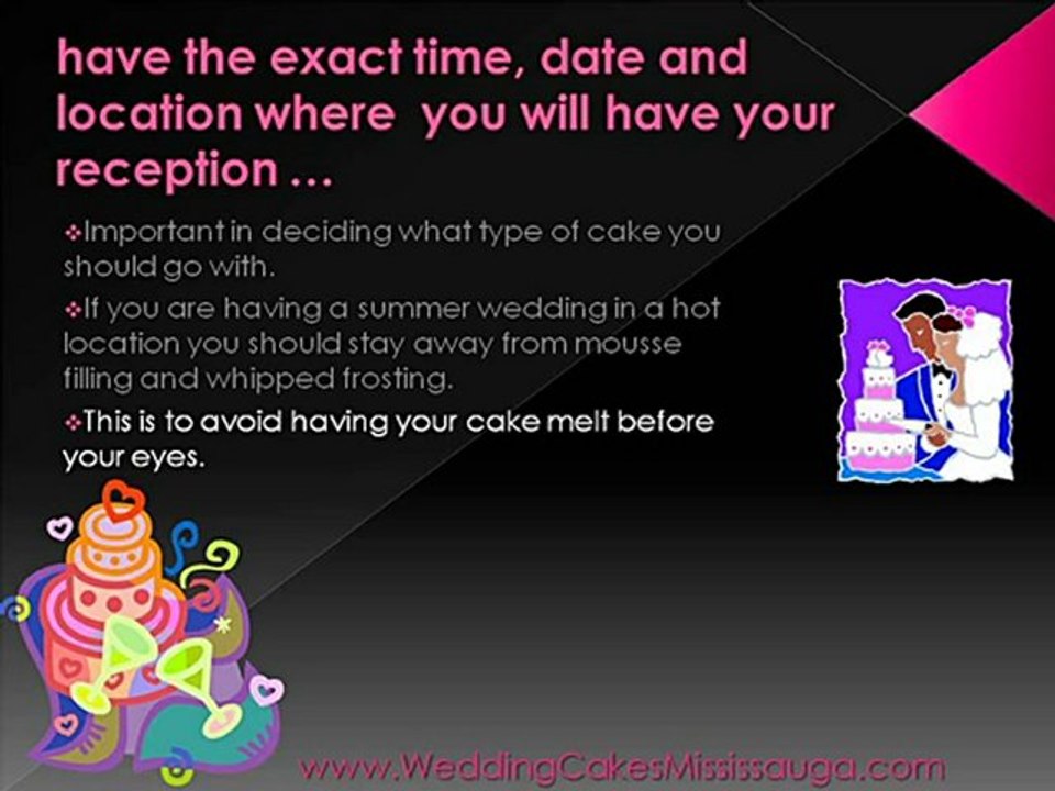 Mississauga Wedding Cakes - Wedding Reception Date & Time