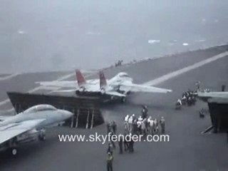 Triple F14 Tomcat Jet Launch from Aircraft Carrier