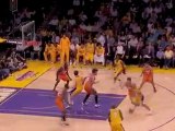 Derek Fisher drives through the Phoenix defense and finishes