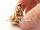 Mammoth ivory Netsuke - Guan Yin Sitting on a  Dragon