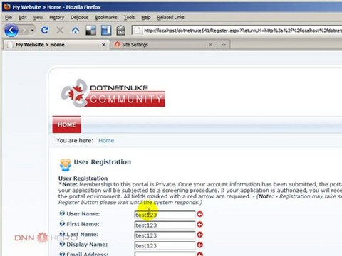 DotNetNuke Tutorial, Different Types of User Registration