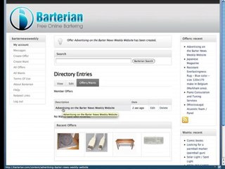 Barter News Weekly Review of Barterian.com