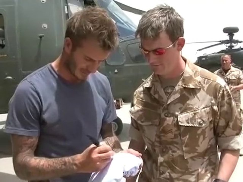 Beckham meets British troops in Afghanistan