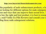 Virility Ex Supplements Reviews