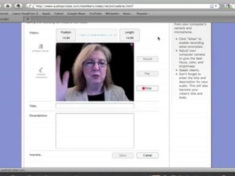 How to Record Video Using the AudioAcrobatâ¢ WebRecorde
