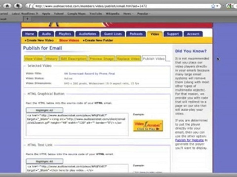 How to Publish Your Video in Email