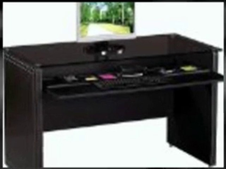 Black Glass Computer Desk