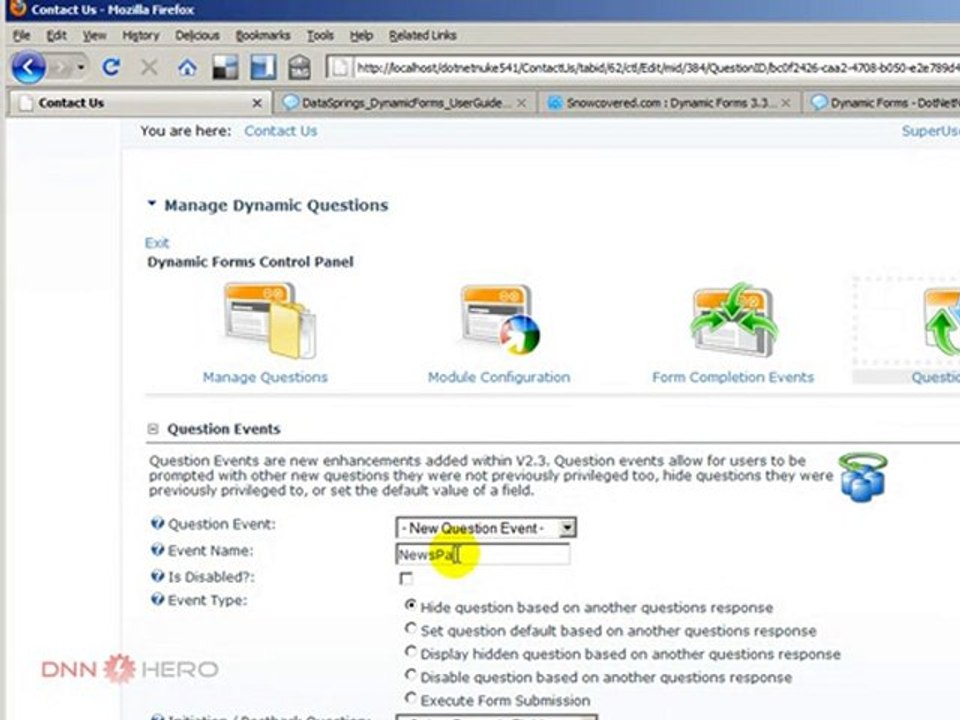 DotNetNuke Tutorial, Dynamic Forms module demo - part 2/3