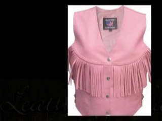 Ladies Leather Pink Vest with Fringe