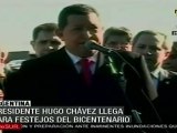 Presidente Chávez llega para festejos del bicentenario en A