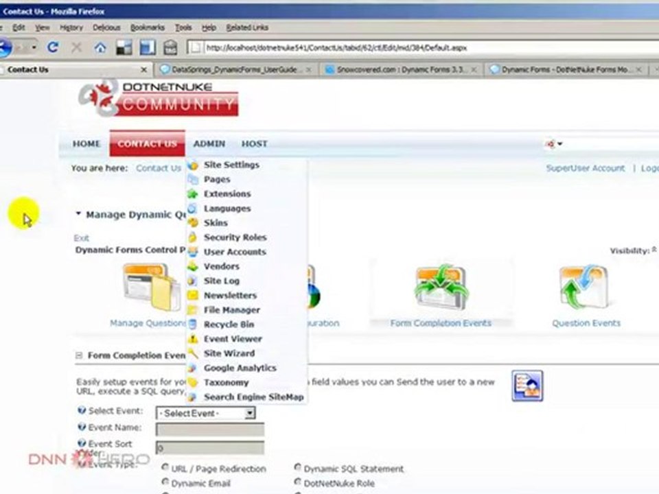 DotNetNuke Tutorial, Dynamic Forms module demo - part 3/3