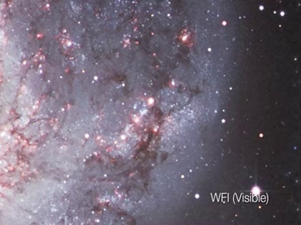 La galaxie M 83 dans l'infrarouge et le visible