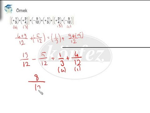 7.Sınıf Rasyonel Sayılarda Toplama İşleminin Özellikleri